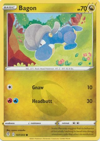 Pokemon - Bagon - 107/203 - Common - Sword &amp; Shield: Evolving Skies Series - Top CollectiblesCollectible CardsPokémon