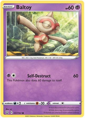 Pokemon - Baltoy - 057/163 - Common - Sword &amp; Shield: Battle Styles Singles - Top CollectiblesCollectible CardsPokémon