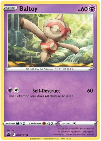 Pokemon - Baltoy - 057/163 - Common - Sword & Shield: Battle Styles Singles - Top CollectiblesCollectible CardsPokémon