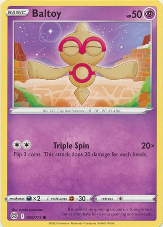 Pokemon - Baltoy - 058/172 - Common - Sword &amp; Shield: Brilliant Stars Series - Top CollectiblesCollectible CardsPokémon