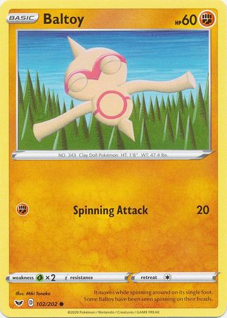 Pokemon - Baltoy - 102/202 - Common - Sword &amp; Shield: Base Set Series - Top CollectiblesCollectible CardsPokémon