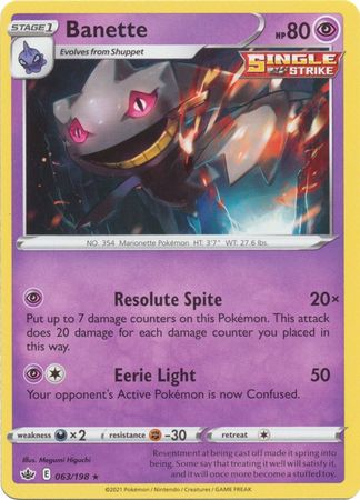 Pokemon - Banette - 063/198 - Rare - Sword & Shield: Chilling Reign Series - Top CollectiblesCollectible CardsPokémon