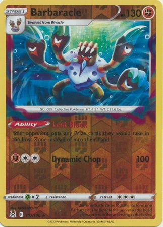 Pokemon - Barbaracle - 107/196 - Holo Rare Reverse Holo - Sword &amp; Shield: Lost Origin Series - Top CollectiblesCollectible CardsPokémon