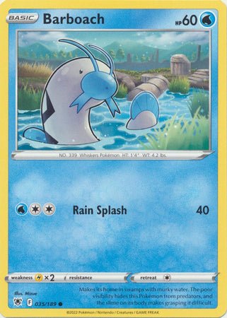 Pokemon - Barboach - 035/189 - Common - Sword &amp; Shield: Astral Radiance Series - Top CollectiblesCollectible CardsPokémon