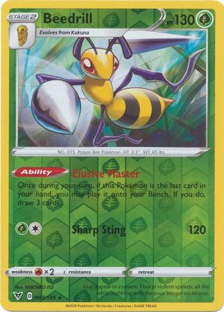 Pokemon - Beedrill - 003/185 - Rare Reverse Holo - Sword & Shield: Vivid Voltage Series - Top CollectiblesCollectible CardsPokémon