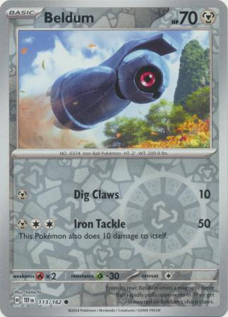Pokemon - Beldum - 113/162 - Common Reverse Holo - Scarlet &amp; Violet: Temporal Forces Singles - Top CollectiblesCollectible CardsPokémon