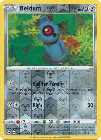 Pokemon - Beldum - 116/185 - Common Reverse Holo - Sword & Shield: Vivid Voltage Series - Top CollectiblesCollectible CardsPokémon