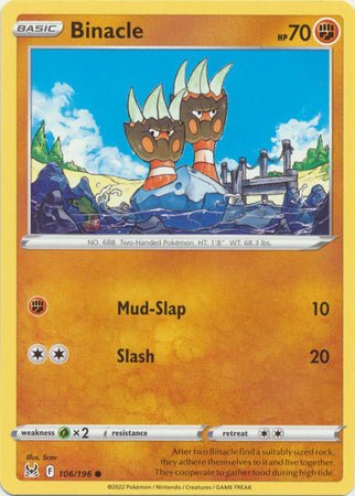 Pokemon - Binacle - 106/196 - Common - Sword &amp; Shield: Lost Origin Series - Top CollectiblesCollectible CardsPokémon