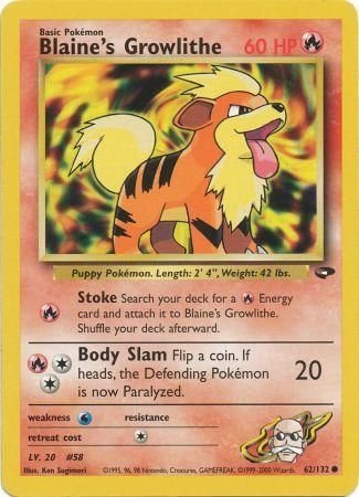 Pokemon - Blaine's Growlithe - 62/132 - Common Unlimited - Gym Challenge Series - Top CollectiblesCollectible CardsPokémon