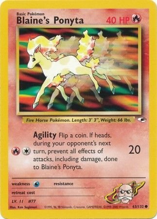 Pokemon - Blaine's Ponyta - 63/132 - Common Unlimited - Gym Heroes Series - Top CollectiblesCollectible CardsPokémon