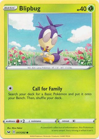Pokemon - Blipbug - 017/202 - Common - Sword &amp; Shield: Base Set Series - Top CollectiblesCollectible CardsPokémon