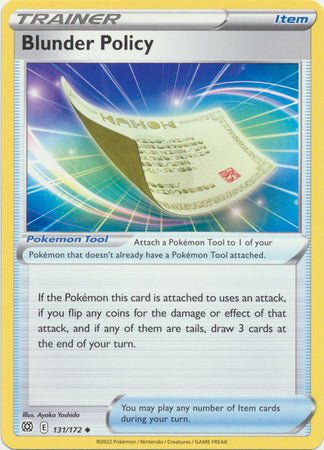 Pokemon - Blunder Policy - 131/172 - Uncommon - Sword &amp; Shield: Brilliant Stars Series - Top CollectiblesCollectible CardsPokémon