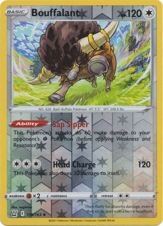 Pokemon - Bouffalant - 118/163 - Uncommon Reverse Holo - Sword &amp; Shield: Battle Styles Singles - Top CollectiblesCollectible CardsPokémon