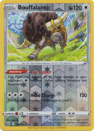 Pokemon - Bouffalant - 118/163 - Uncommon Reverse Holo - Sword & Shield: Battle Styles Singles - Top CollectiblesCollectible CardsPokémon