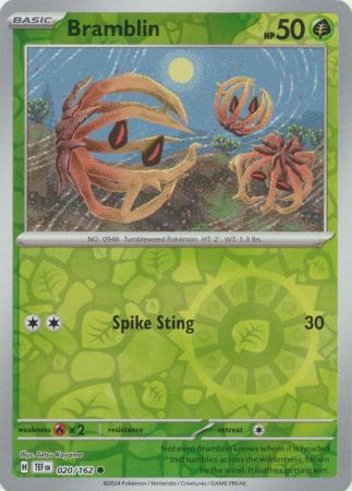 Pokemon - Bramblin - 020/162 - Common Reverse Holo - Scarlet &amp; Violet: Temporal Forces Singles - Top CollectiblesCollectible CardsPokémon