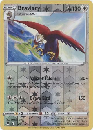 Pokemon - Braviary - 137/203 - Uncommon Reverse Holo - Sword &amp; Shield: Evolving Skies Series - Top CollectiblesCollectible CardsPokémon