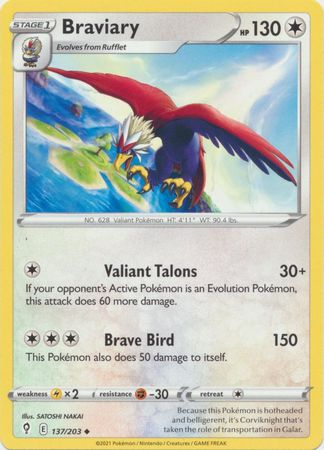 Pokemon - Braviary - 137/203 - Uncommon - Sword &amp; Shield: Evolving Skies Series - Top CollectiblesCollectible CardsPokémon