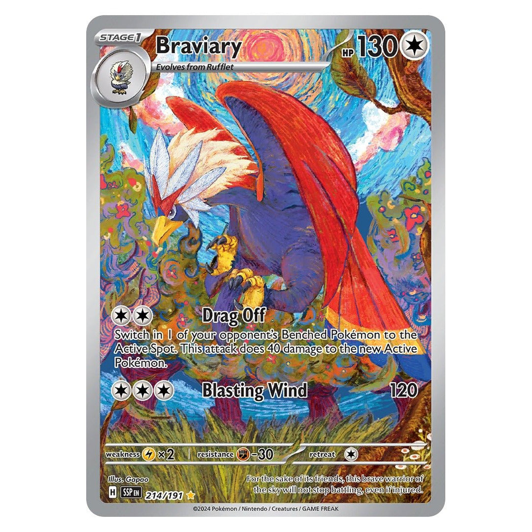 Pokemon - Braviary - 214 - Illustration Rare - Surging Sparks - Top CollectiblesPokémon SinglePokémon