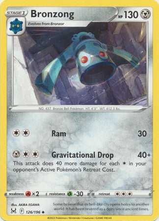 Pokemon - Bronzong - 126/196 - Uncommon - Sword &amp; Shield: Lost Origin Series - Top CollectiblesCollectible CardsPokémon