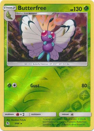 Pokemon - Butterfree - 3/68 - Rare Reverse Holo - Hidden Fates Series - Top CollectiblesCollectible CardsPokémon