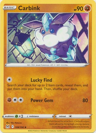 Pokemon - Carbink - 108/196 - Uncommon - Sword &amp; Shield: Lost Origin Series - Top CollectiblesCollectible CardsPokémon