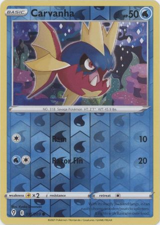 Pokemon - Carvanha - 035/203 - Common Reverse Holo - Sword &amp; Shield: Evolving Skies Series - Top CollectiblesCollectible CardsPokémon