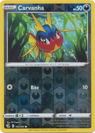 Pokemon - Carvanha - 162/264 - Common Reverse Holo - Sword &amp; Shield: Fusion Strike Series - Top CollectiblesCollectible CardsPokémon