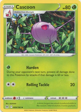 Pokemon - Cascoon - 009/196 - Uncommon - Sword &amp; Shield: Lost Origin Series - Top CollectiblesCollectible CardsPokémon
