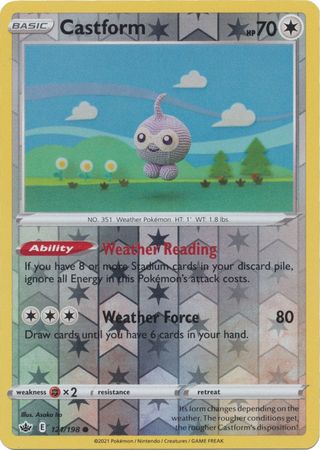 Pokemon - Castform - 121/198 - Common Reverse Holo - Sword &amp; Shield: Chilling Reign Series - Top CollectiblesCollectible CardsPokémon