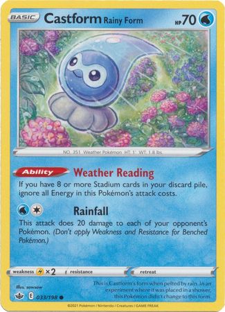 Pokemon - Castform Rainy Form - 033/198 - Common - Sword &amp; Shield: Chilling Reign Series - Top CollectiblesCollectible CardsPokémon