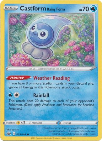 Pokemon - Castform Rainy Form - 033/198 - Common - Sword & Shield: Chilling Reign Series - Top CollectiblesCollectible CardsPokémon