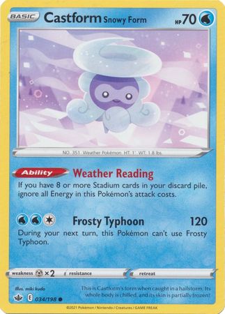 Pokemon - Castform Snowy Form - 034/198 - Common - Sword & Shield: Chilling Reign Series - Top CollectiblesCollectible CardsPokémon