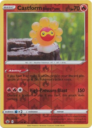 Pokemon - Castform Sunny Form - 022/198 - Common Reverse Holo - Sword &amp; Shield: Chilling Reign Series - Top CollectiblesCollectible CardsPokémon