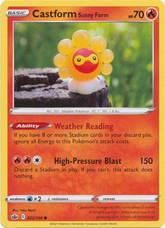 Pokemon - Castform Sunny Form - 022/198 - Common - Sword & Shield: Chilling Reign Series - Top CollectiblesCollectible CardsPokémon