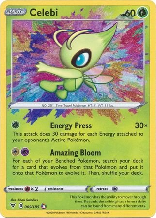 Pokemon - Celebi - 009/185 - Amazing Rare - Sword & Shield: Vivid Voltage Series - Top CollectiblesCollectible CardsPokémon