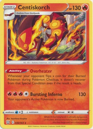 Pokemon - Centiskorch - 030/163 - Rare - Sword &amp; Shield: Battle Styles Singles - Top CollectiblesCollectible CardsPokémon