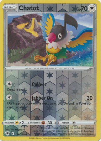 Pokemon - Chatot - 129/189 - Common Reverse Holo - Sword &amp; Shield: Astral Radiance Series - Top CollectiblesCollectible CardsPokémon