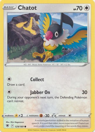 Pokemon - Chatot - 129/189 - Common - Sword &amp; Shield: Astral Radiance Series - Top CollectiblesCollectible CardsPokémon