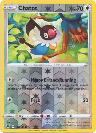 Pokemon - Chatot - 139/185 - Common Reverse Holo - Sword & Shield: Vivid Voltage Series - Top CollectiblesCollectible CardsPokémon