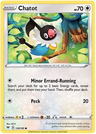 Pokemon - Chatot - 139/185 - Common - Sword & Shield: Vivid Voltage Series - Top CollectiblesCollectible CardsPokémon