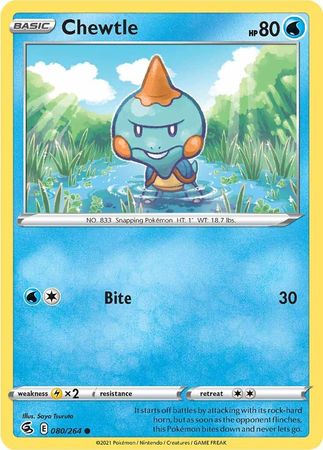 Pokemon - Chewtle - 080/264 - Common - Sword &amp; Shield: Fusion Strike Series - Top CollectiblesCollectible CardsPokémon