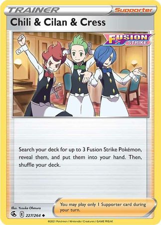 Pokemon - Chili &amp; Cilan &amp; Cress - 227/264 - Uncommon - Sword &amp; Shield: Fusion Strike Series - Top CollectiblesCollectible CardsPokémon
