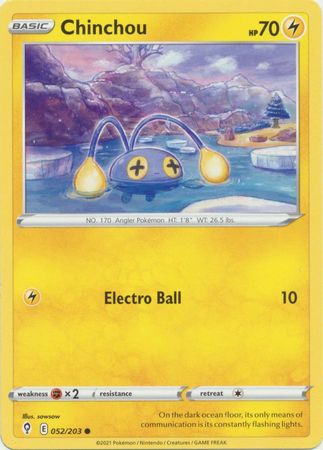 Pokemon - Chinchou - 052/203 - Common - Sword &amp; Shield: Evolving Skies Series - Top CollectiblesCollectible CardsPokémon