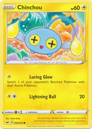 Pokemon - Chinchou - 068/202 - Common - Sword &amp; Shield: Base Set Series - Top CollectiblesCollectible CardsPokémon