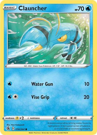 Pokemon - Clauncher - 074/264 - Common - Sword &amp; Shield: Fusion Strike Series - Top CollectiblesCollectible CardsPokémon