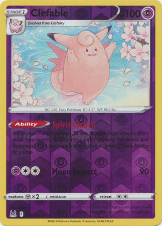 Pokemon - Clefable - 063/196 - Rare Reverse Holo - Sword &amp; Shield: Lost Origin Series - Top CollectiblesCollectible CardsPokémon