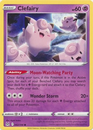 Pokemon - Clefairy - 062/196 - Common - Sword &amp; Shield: Lost Origin Series - Top CollectiblesCollectible CardsPokémon
