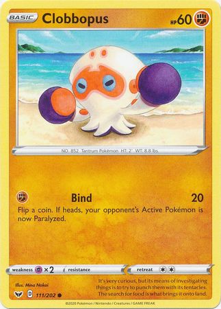 Pokemon - Clobbopus - 111/202 - Common - Sword &amp; Shield: Base Set Series - Top CollectiblesCollectible CardsPokémon