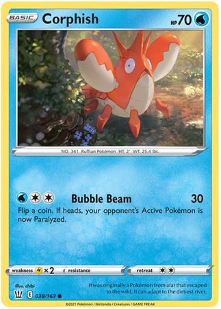 Pokemon - Corphish - 038/163 - Common - Sword &amp; Shield: Battle Styles Singles - Top CollectiblesCollectible CardsPokémon