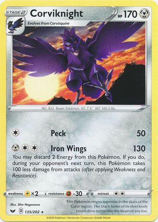 Pokemon - Corviknight - 135/202 - Rare - Sword & Shield: Base Set Series - Top CollectiblesCollectible CardsPokémon